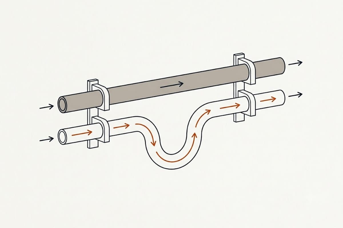 A taut duct against a sagging one
