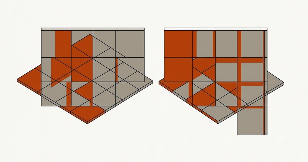 Layout centred against layout from a corner